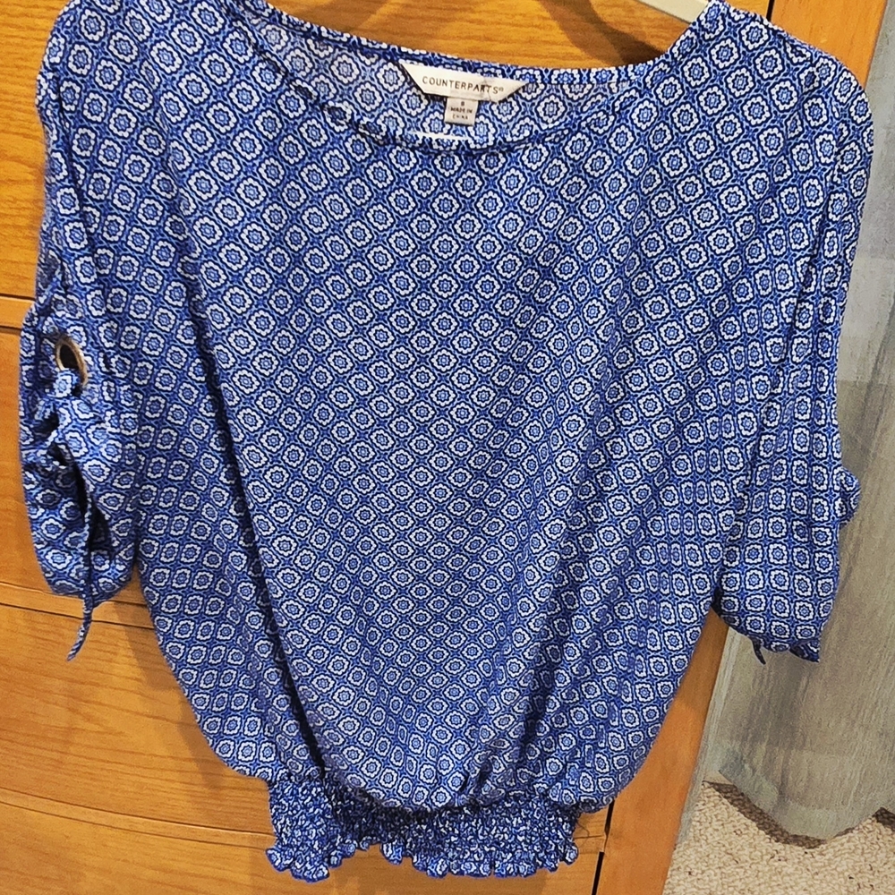 Counterparts  Blue Patterned Women's S Top